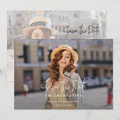 Afstudeerder foto Save the Date Graduation Party Aankondiging (Voorkant / Achterkant)