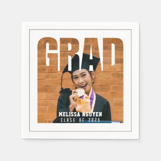 Afstudeerder Foto Wit Afstuderen Servet (Voorkant)