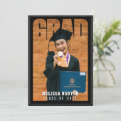 Afstudeerder Foto Zwart Afstuderen Aankondiging (Staand voorkant)