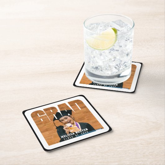 Afstudeerder Foto Zwart Afstuderen Kartonnen Onderzetters (Insitu)