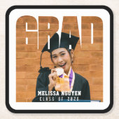 Afstudeerder Foto Zwart Afstuderen Kartonnen Onderzetters (Voorkant)