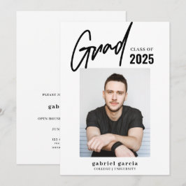 Afstudeerder Foto Zwart Wit Afstudeerfeest Kaart