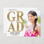 Afstudeerder Fotoaankondiging Uitnodiging White Go (Voorkant / Achterkant)