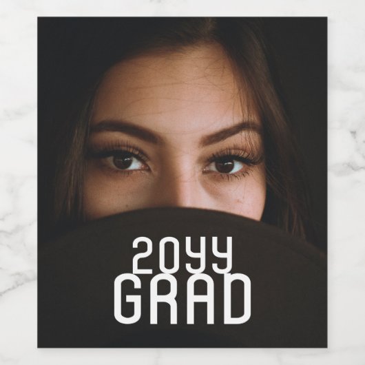 Afstudeerder Fotodatum Afstuderen Eenvoudig modern Wijn Etiket (Enkel label)