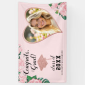 Afstudeerder Fotoklasse 2025 Blush Pink Floral Afs Spandoek (Verticaal)
