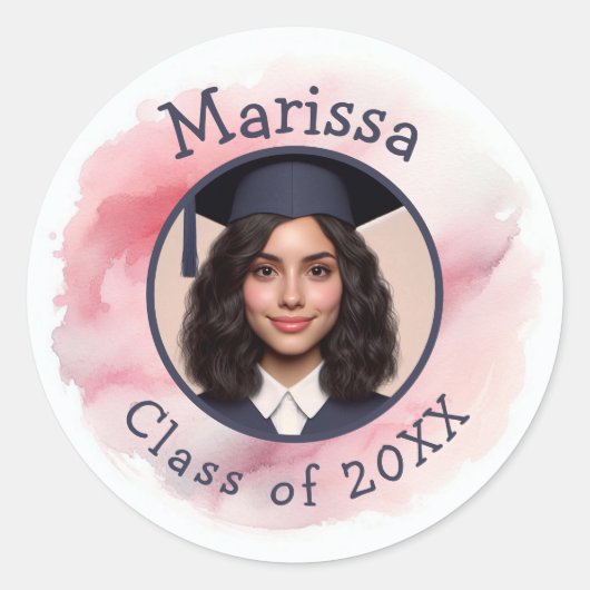 Afstudeerder Fotoklasse Custom Jaar en Naam Waterv Ronde Sticker (Voorkant)