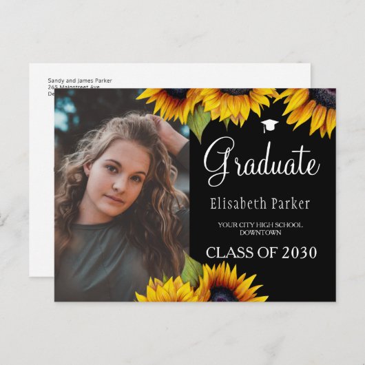 Afstudeerder foto's afstuderen bekendmaking aankondigingskaart (Voorkant / Achterkant)