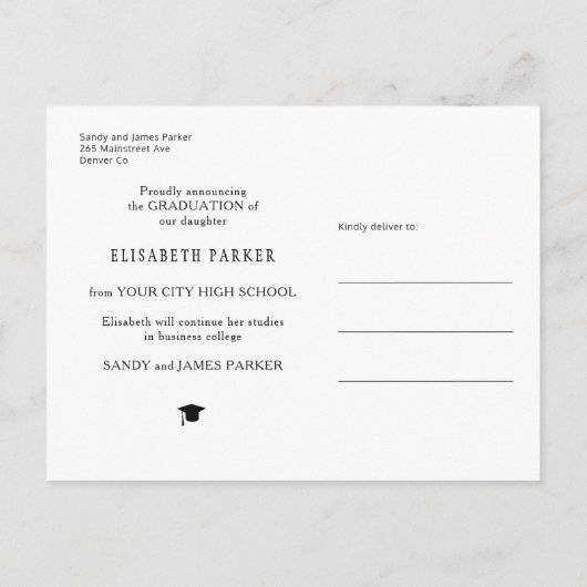 Afstudeerder foto's afstuderen bekendmaking aankondigingskaart (Achterkant)