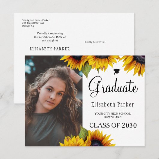 Afstudeerder foto's afstuderen bekendmaking aankondigingskaart (Voorkant / Achterkant)