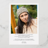 Afstudeerder Foto's Goudfolie 2024 Afstuderen Aank Folie Uitnodiging (Achterkant)