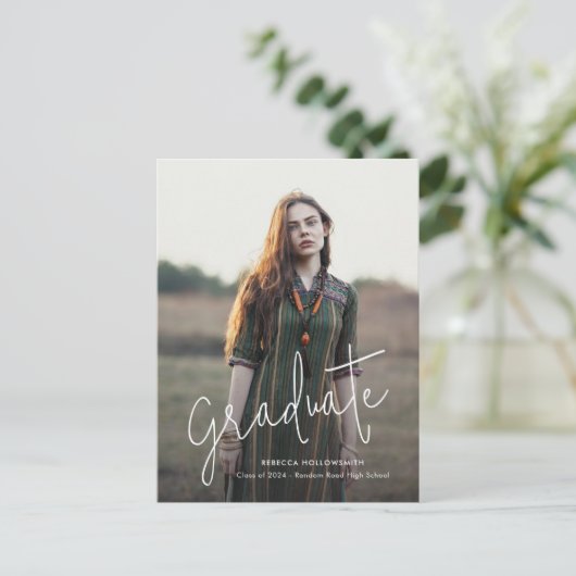 Afstudeerder Fotoscript Afstuderen Aankondigingskaart (Staand voorkant)