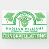 Afstudeerder Glam Green Pet Afstuderen Gefelicitee Spandoek (Horizontaal)