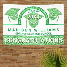 Afstudeerder Glam Green Pet Afstuderen Gefelicitee Spandoek