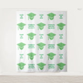 Afstudeerder Glam Green Pet Chic Party Selfie Boot Wandkleed (Voorkant)