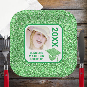 Afstudeerder Glam Green Pet Elegant Cool Photo Par Papieren Bordje