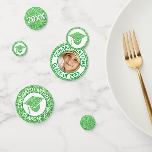 Afstudeerder Glam Green Pet Foto Graduparty Confetti (Groep)