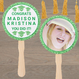 Afstudeerder Glam Green Pet Simple Elegant Afbeeld Handwaaier