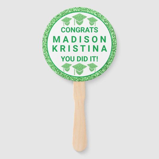Afstudeerder Glam Green Pet Simple Elegant Afbeeld Handwaaier (Voorkant)