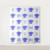 Afstudeerder Glam Navy Pet Chic Party Selfie Booth Wandkleed (Voorkant)