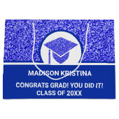 Afstudeerder Glam Navy Pet Eenvoudig elegant aange Groot Cadeauzakje (Voorkant)