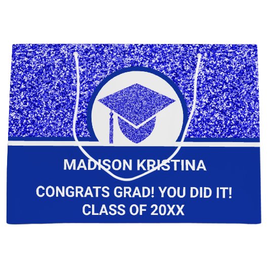 Afstudeerder Glam Navy Pet Eenvoudig elegant aange Groot Cadeauzakje (Voorkant)