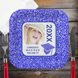 Afstudeerder Glam Navy Pet Elegant Cool Photo Part Papieren Bordje
