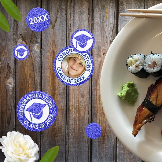 Afstudeerder Glam Navy Pet Foto GraduPartij Confetti