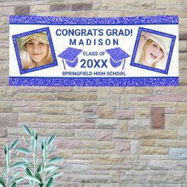 Afstudeerder Glam Navy Pet Graduation Party Afbeel Spandoek
