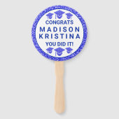 Afstudeerder Glam Navy Pet Simple Elegant Afbeeldi Handwaaier (Voorkant)