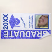 Afstudeerder Glam Navy Pet Summer Typografie Strandlaken (Voorkant)