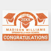 Afstudeerder Glam Oranje Pet Afstuderen Gefelicite Spandoek (Horizontaal)