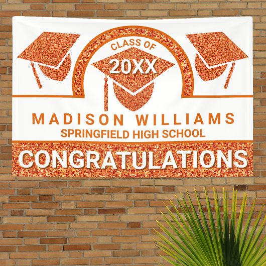 Afstudeerder Glam Oranje Pet Afstuderen Gefelicite Spandoek