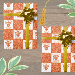 Afstudeerder Glam Oranje Pet Celebratie Afstuderen Cadeaupapier