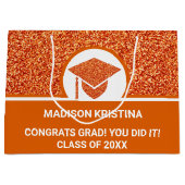 Afstudeerder Glam Oranje Pet Eenvoudig elegant aan Groot Cadeauzakje (Voorkant)