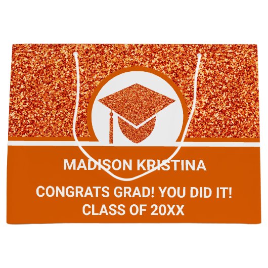 Afstudeerder Glam Oranje Pet Eenvoudig elegant aan Groot Cadeauzakje (Voorkant)