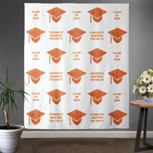 Afstudeerder Glam Oranje Pet Foto maken Foto maken Wandkleed