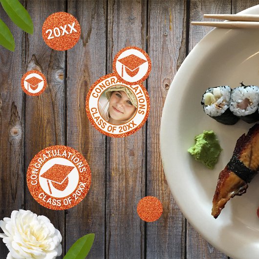 Afstudeerder Glam Oranje Pet Fotogradatie Partij Confetti
