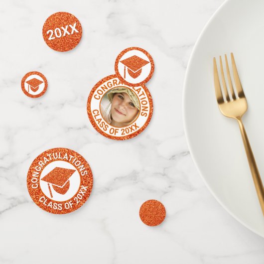 Afstudeerder Glam Oranje Pet Fotogradatie Partij Confetti (Groep)