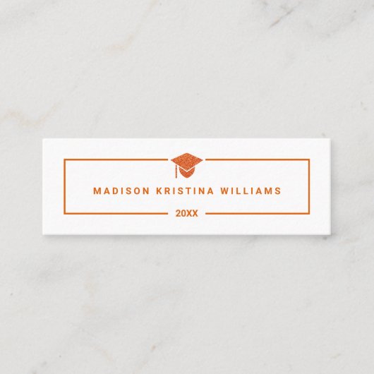 Afstudeerder Glam Oranje Pet High School Custom Na Contactkaartje (Voorkant)