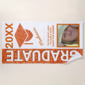 Afstudeerder Glam Oranje Pet Summer Typografie Strandlaken (Voorkant)