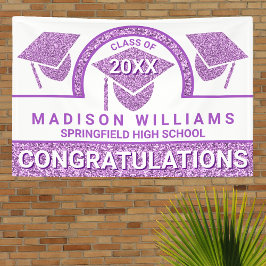 Afstudeerder Glam Paars Pet Afstuderen Gefelicitee Spandoek