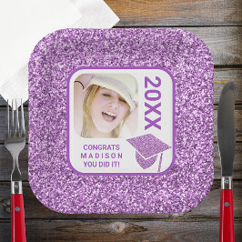 Afstudeerder Glam Paars Pet Elegant Cool Photo Par Papieren Bordje