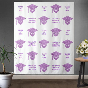 Afstudeerder Glam Paars Pet Foto Booth Wandkleed