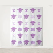 Afstudeerder Glam Paars Pet Foto Booth Wandkleed (Voorkant)