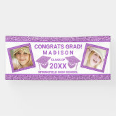 Afstudeerder Glam Paars Pet Graduation Party Afbee Spandoek (Horizontaal)