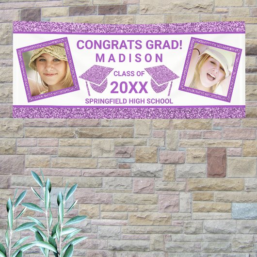 Afstudeerder Glam Paars Pet Graduation Party Afbee Spandoek