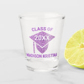 Afstudeerder Glam Paars Pet Persoonlijk Chic Elega Shot Glas (Voorkant)