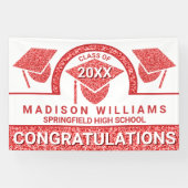 Afstudeerder Glam Red Pet Afstuderen Gefeliciteerd Spandoek (Horizontaal)