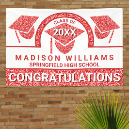 Afstudeerder Glam Red Pet Afstuderen Gefeliciteerd Spandoek