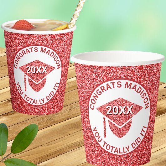 Afstudeerder Glam Red Pet Chic Elegant School Part Papieren Bekers
